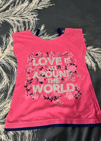 Kız Çocuk Renkli Baskılı Straplez Tişört - Görsel 2