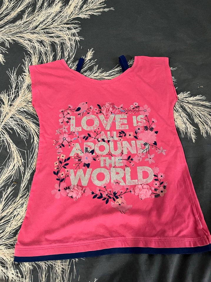 Kız Çocuk Renkli Baskılı Straplez Tişört - Görsel 2