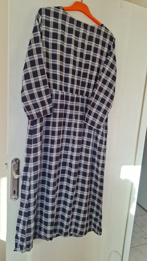 lcw Düğmeli Siyah Gri Ekose Uzun kollu elbise - Görsel 3