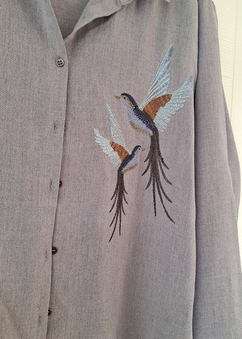 Lcw Gri Uzun Kollu Nakışlı  Gömlek - Görsel 2