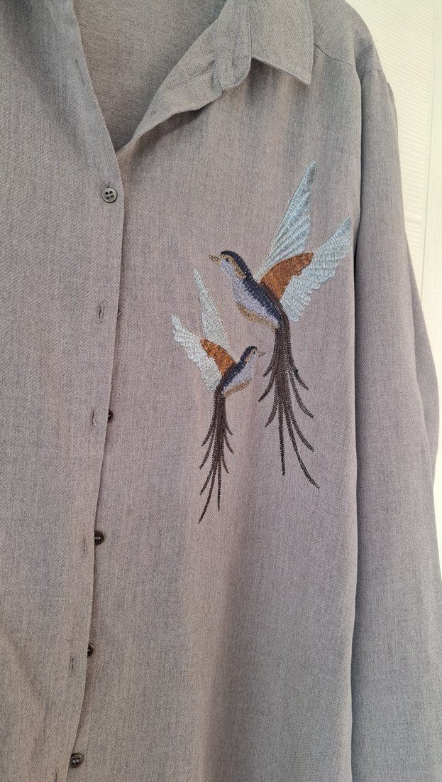 Lcw Gri Uzun Kollu Nakışlı  Gömlek - Görsel 2