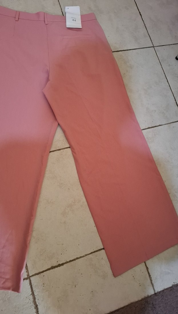 Pembe Rahat Kesim Midi Kadın Kumaş Pantolon - Görsel 3