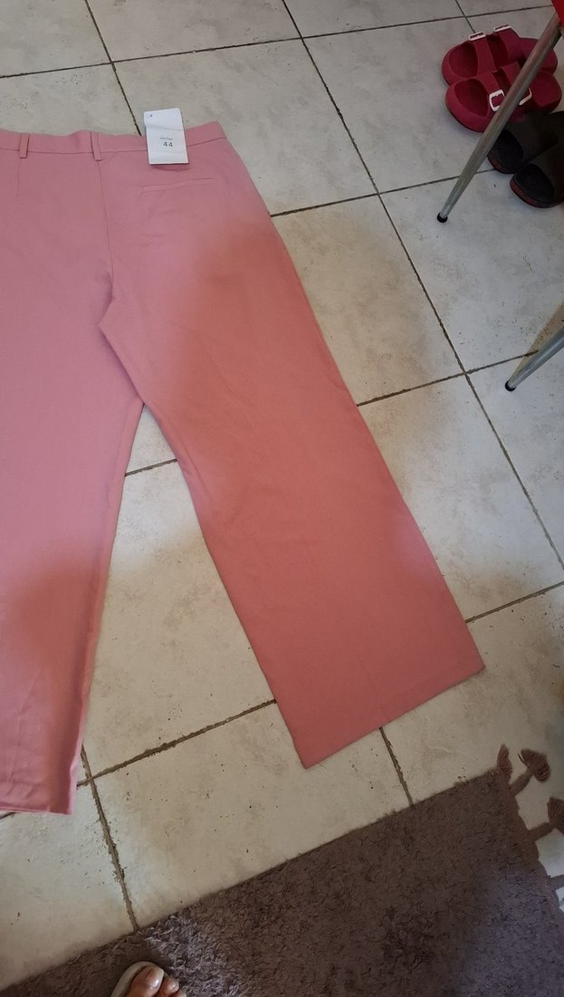 Pembe Rahat Kesim Midi Kadın Kumaş Pantolon - Görsel 2