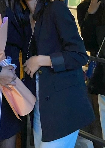 Siyah Düğmeli Kadın Blazer Ceket - Görsel 3