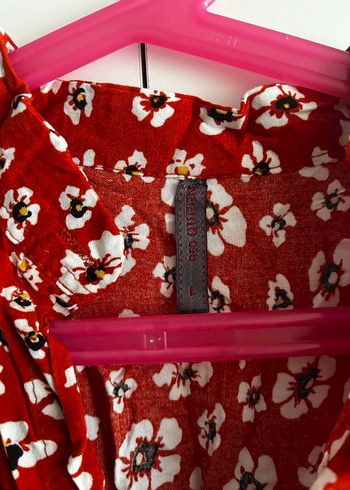 Turuncu Çiçek Desenli Kadın Elbise - Görsel 4