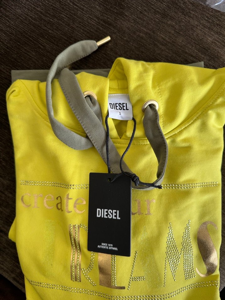 Sarı Kapüşonlu Diesel Sweatshirt S beden - Görsel 3