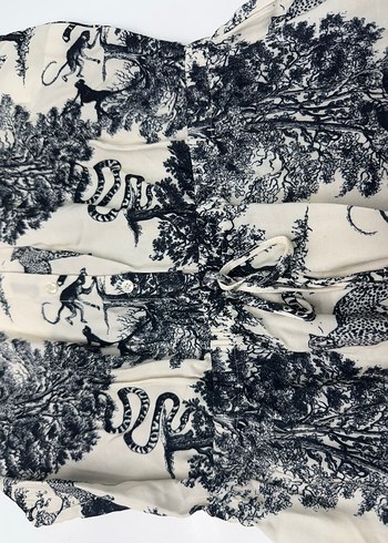 V Yaka, Baskılı Gri Uzun Kolsuz Elbise - Görsel 4