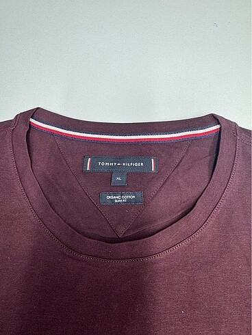 Tommy Hilfiger Bordo L beden T.shirt - Görsel 3