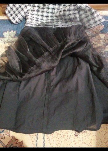 Kız Çocuk Ekose Desenli tüllü Elbise - Görsel 6