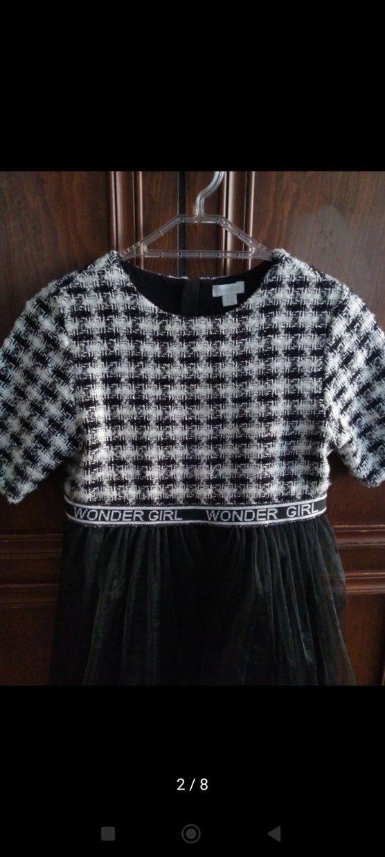 Kız Çocuk Ekose Desenli tüllü Elbise - Görsel 2