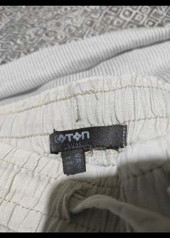 Kırık Beyaz Rahat Kesim Keten erkek Pantolon - Görsel 2