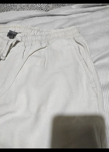 Kırık Beyaz Rahat Kesim Keten erkek Pantolon - Görsel 4