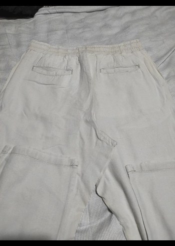 Kırık Beyaz Rahat Kesim Keten erkek Pantolon - Görsel 5