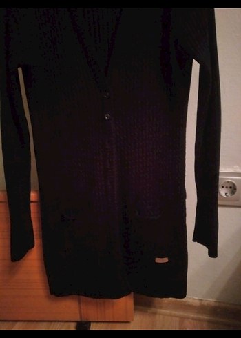 Siyah Uzun Kollu İnce Triko Hırka - Görsel 3