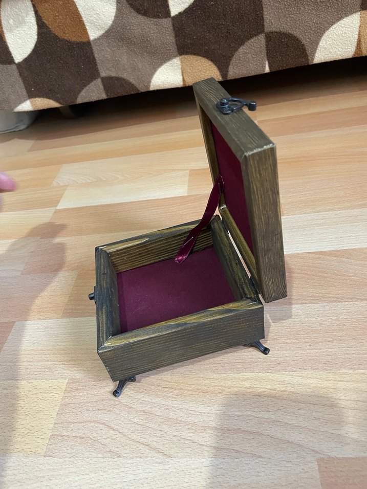 Mavi Desenli Ahşap Takı Kutusu - Görsel 3