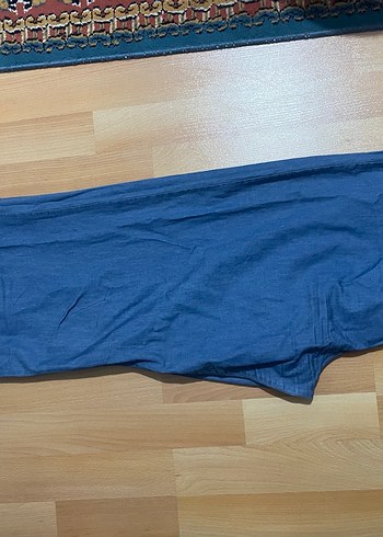 Lacivert kot Kadın Keten Pantolon Elastik Bel l beden - Görsel 2