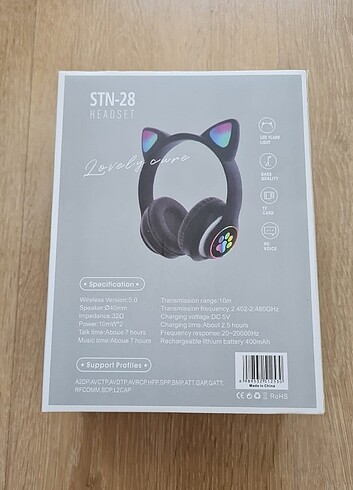 Apple Cat Kedili siyah RGB Bluetooth kulaklık 