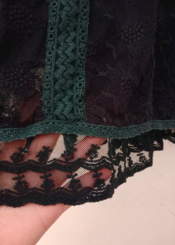 Perlina Dantel Detaylı Siyah Bohem Elbise - Görsel 4