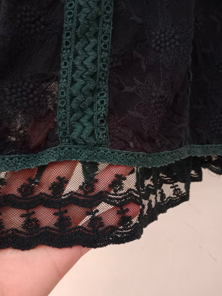 Perlina Dantel Detaylı Siyah Bohem Elbise - Görsel 4