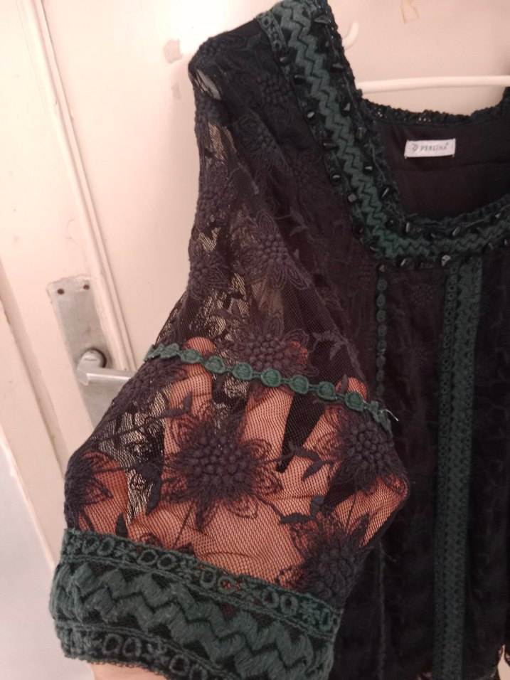 Perlina Dantel Detaylı Siyah Bohem Elbise - Görsel 2