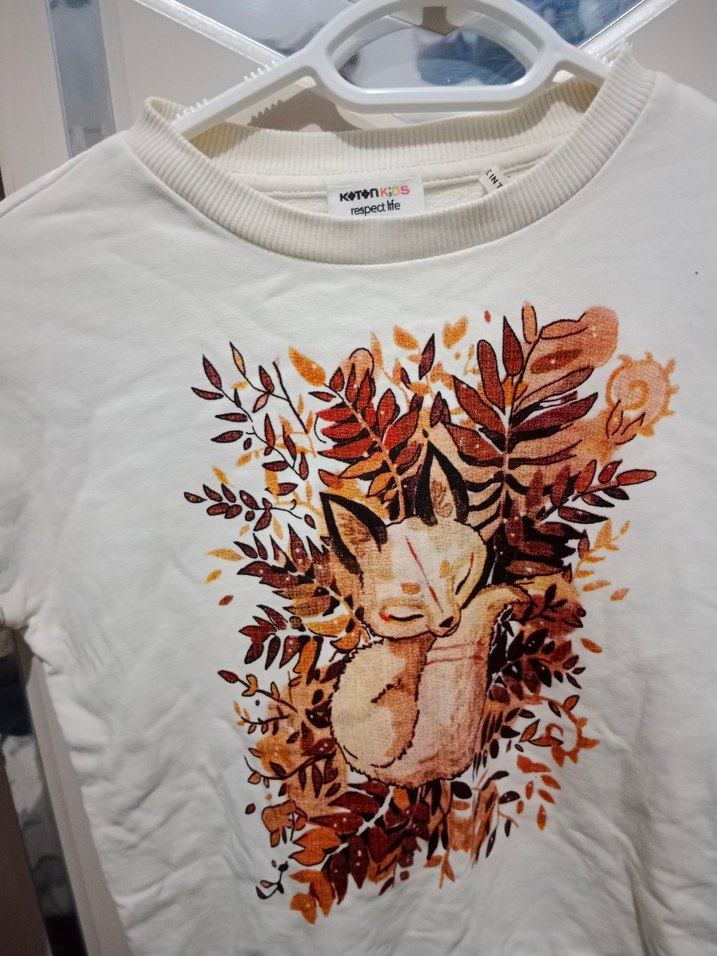 Koton kız Çocuk Beyaz Baskılı Sweatshirt - Görsel 2