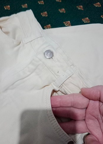 Kızlar için Bej Pamuklu Rahat Pantolon - Görsel 3