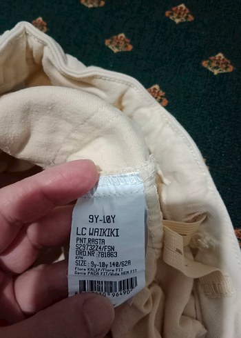 Kızlar için Bej Pamuklu Rahat Pantolon - Görsel 5