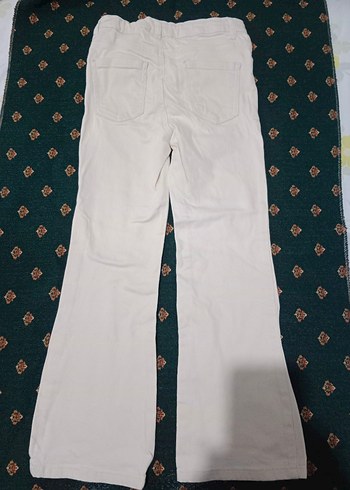 Kızlar için Bej Pamuklu Rahat Pantolon - Görsel 2