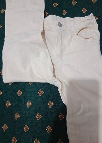 Kızlar için Bej Pamuklu Rahat Pantolon - Görsel 6