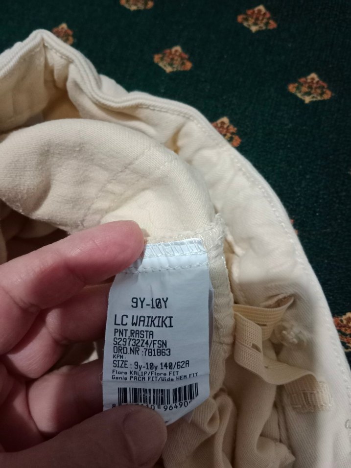 Kızlar için Bej Pamuklu Rahat Pantolon - Görsel 5