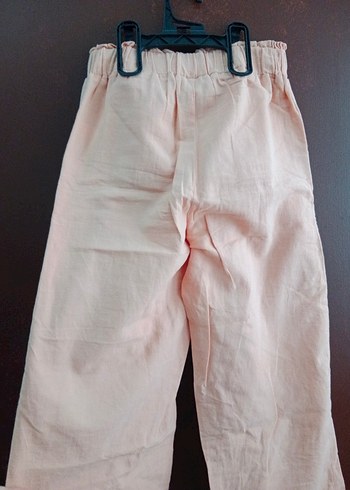 Düğmeli turuncu Keten Kız Çocuk Pantolon - Görsel 2