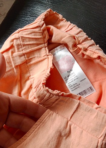 Düğmeli turuncu Keten Kız Çocuk Pantolon - Görsel 5