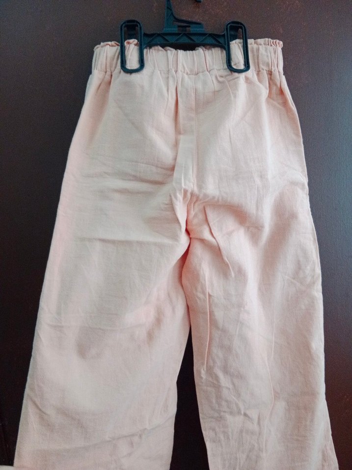 Düğmeli turuncu Keten Kız Çocuk Pantolon - Görsel 2