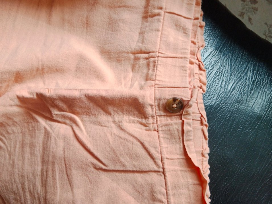 Düğmeli turuncu Keten Kız Çocuk Pantolon - Görsel 3