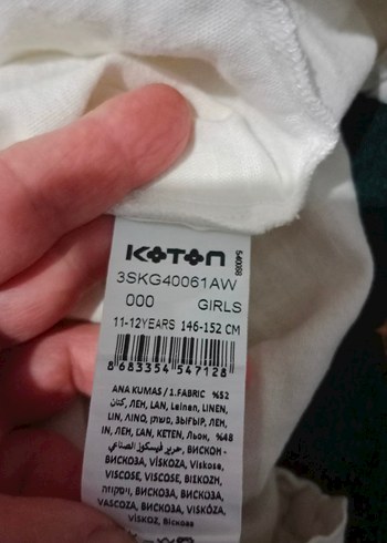 Koton Düğmeli Beyaz Keten Kız Çocuk Pantolon - Görsel 2