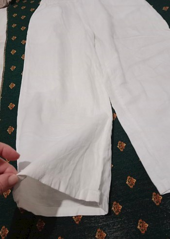 Koton Düğmeli Beyaz Keten Kız Çocuk Pantolon - Görsel 6