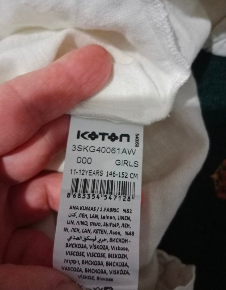 Koton Düğmeli Beyaz Keten Kız Çocuk Pantolon - Görsel 2