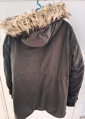 LC Waikiki haki renk Kadın Midi Boy Peluş Kürklü Kaban - Görsel 3