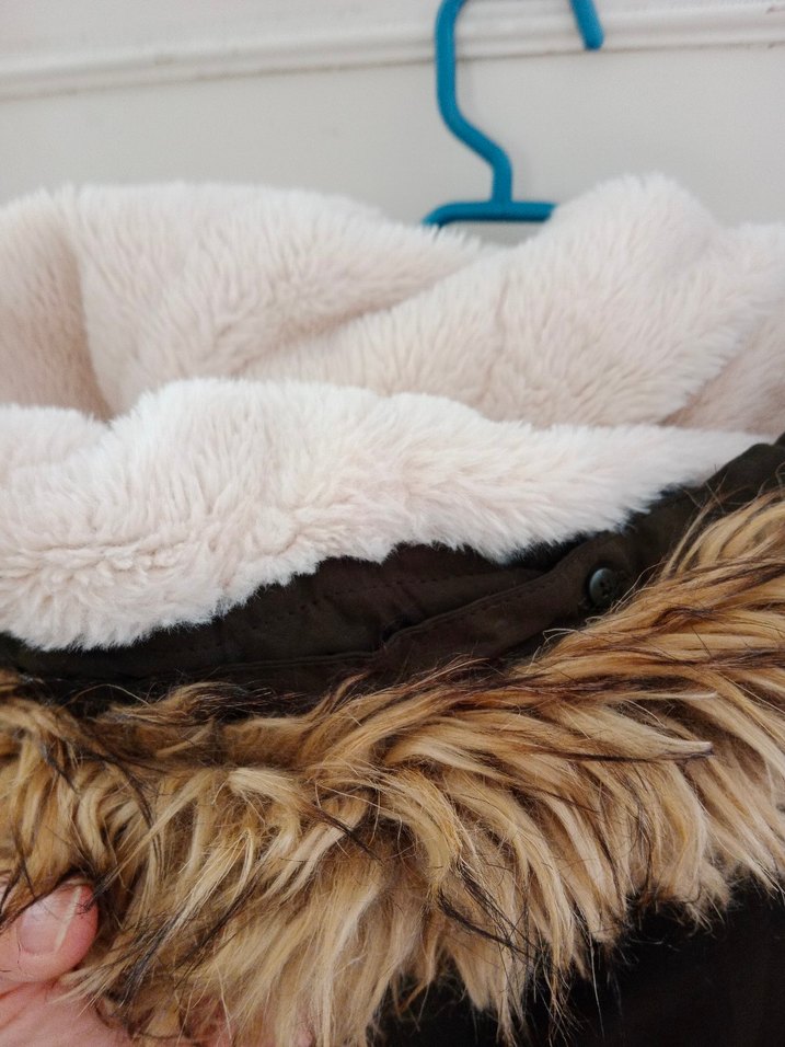 LC Waikiki haki renk Kadın Midi Boy Peluş Kürklü Kaban - Görsel 4