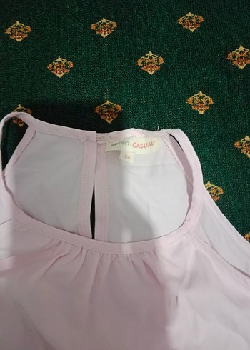 Koton Pembe Straplez Nakışlı Bluz - Görsel 3