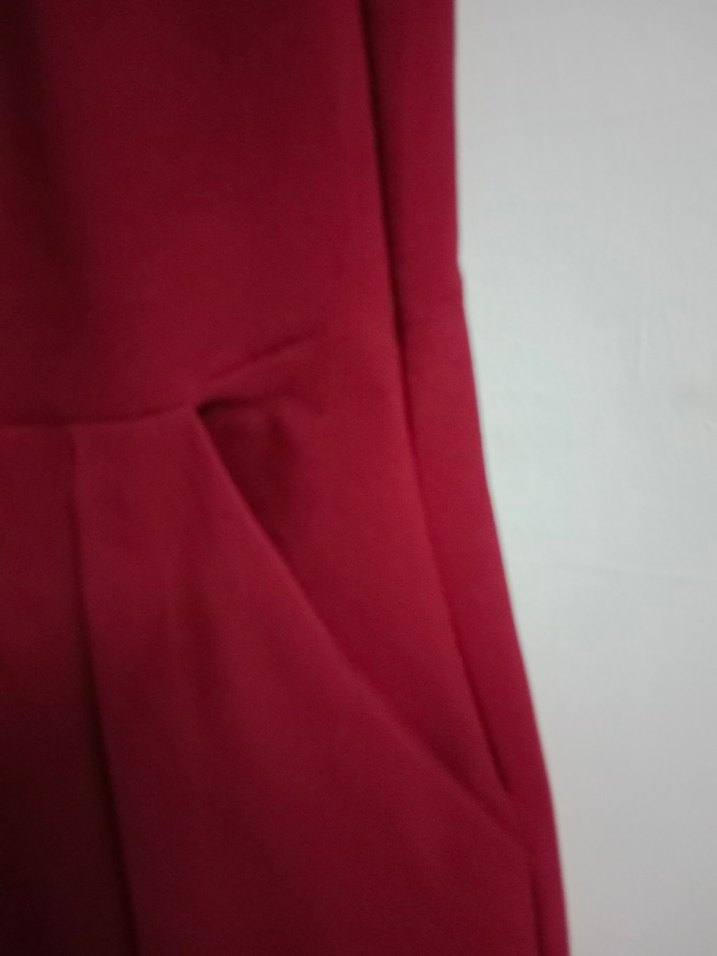 Bordo Midi V Yaka Kolsuz Elbise - Görsel 5