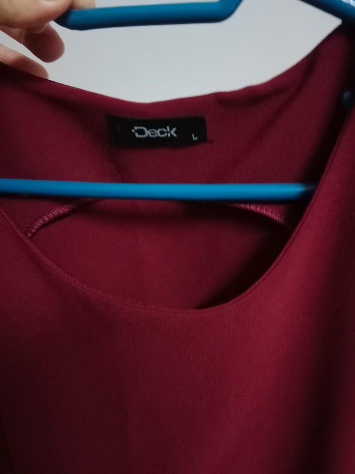 Bordo Midi V Yaka Kolsuz Elbise - Görsel 3