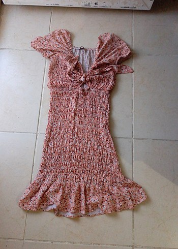 Pembe Bohem Midi Triko Elbise