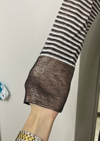 Çizgili parlak tunik tarzı - Görsel 4