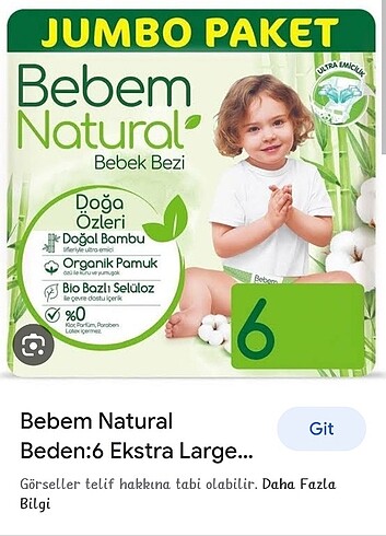 PAKETİ ACİLMAMİS 6 NUMARA BEBEK BEZİ 