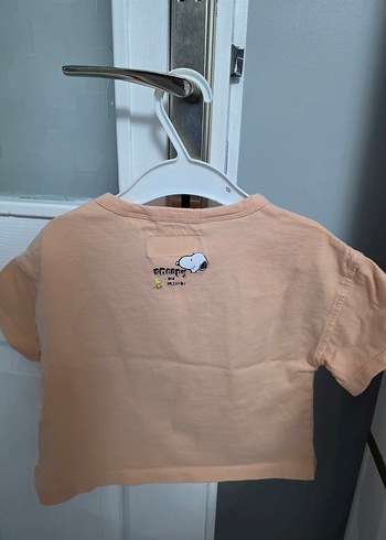 Zara marka Pembe Çiçekli Snoopy Kız bebek Tişörtü - Görsel 2