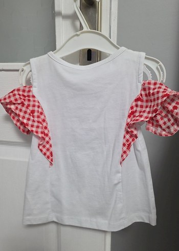 Kız Çocuk Beyaz Fırfırlı Kısa Kollu Tişört - Görsel 3