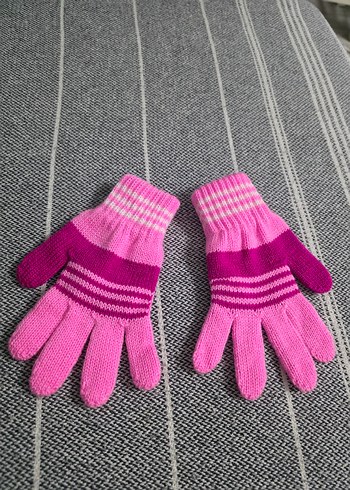 Kız Çocuk Pembe Örme Eldiven - Görsel 2