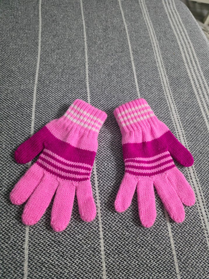 Kız Çocuk Pembe Örme Eldiven - Görsel 2