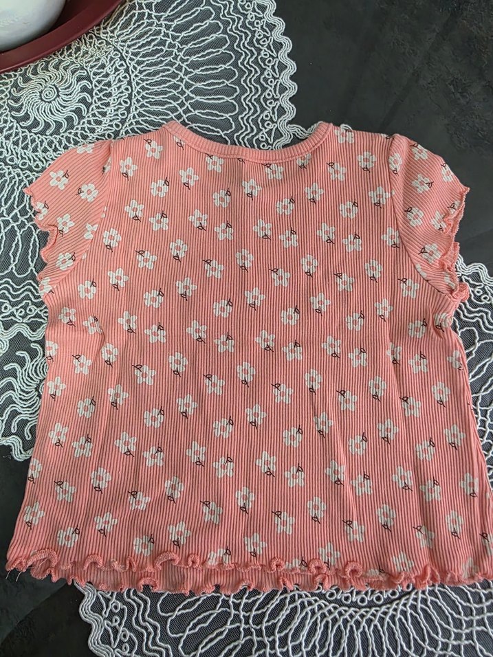 Kız bebek çiçekli pembe tshirt - Görsel 3